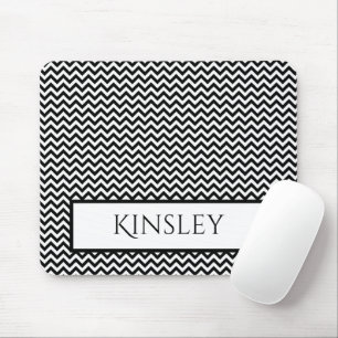 Black Simple Chevron Personalised Mouse Pad