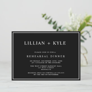Black Simple Chic Rehearsal Dinner Invitation