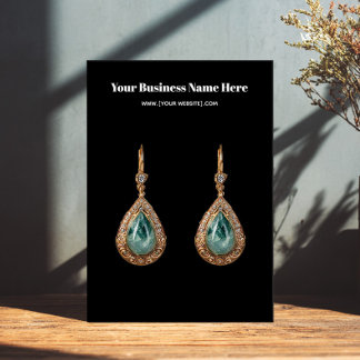 Black Simple Custom Earring Business Card