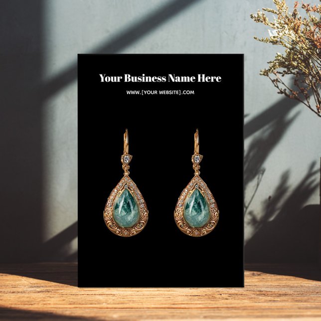 Black Simple Custom Earring Business Card (Creator Uploaded)