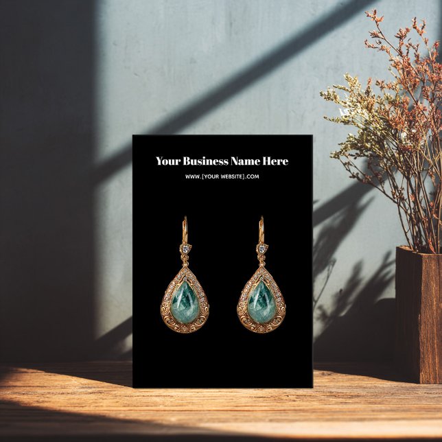 Black Simple Custom Earring Business Card (Creator Uploaded)