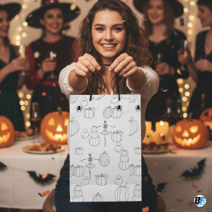 Black  Simple Cute Haloween Pumpkin Medium Gift Bag