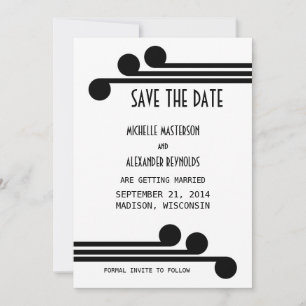 Black Simple Deco Chic Save the Date Invite