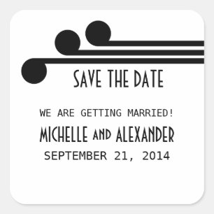Black Simple Deco Chic Save the Date Stickers