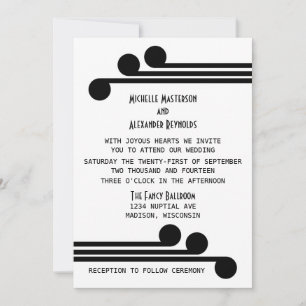 Black Simple Deco Chic Wedding Invite