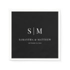 Black Simple Elegant Couple Initials Wedding