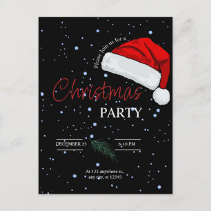 Black Simple Family Christmas Party Invitation Postcard