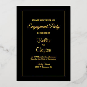 Black Simple Framed Engagement Party