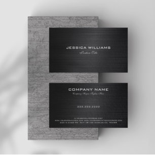 Black Simple Metallic Brushed Aluminium Look Business Card