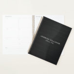 Black Simple Metallic Brushed Aluminium Look Planner<br><div class="desc">Image of a black metallic design brushed aluminium look background business cards template. Simple elegant fully customisable.</div>