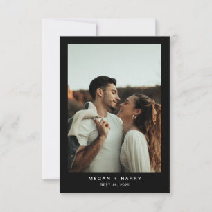 Black Simple Minimal Photo Wedding Thank You Card