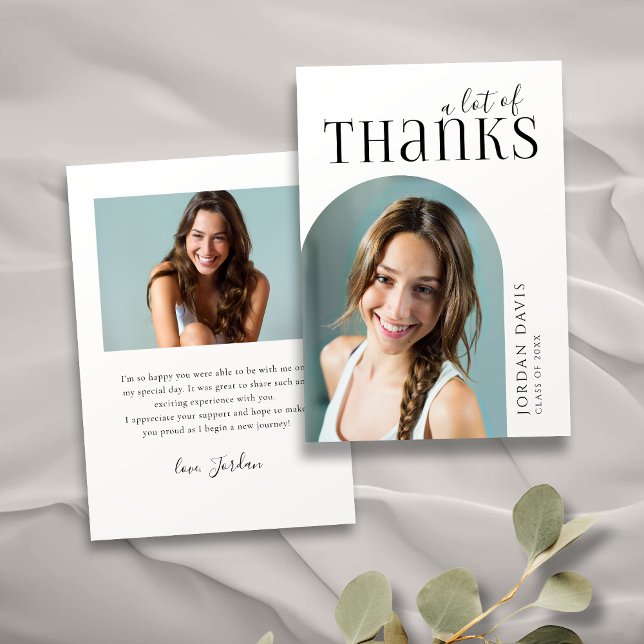 Black Simple Modern Arch 2 Photo Graduation Thank You Card (Black Simple Modern Arch 2 Photo Graduation Thank You Card)