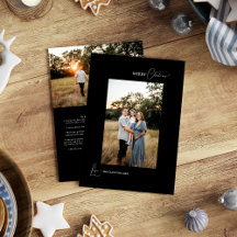 Black Simple Modern Christmas Letter and Photo