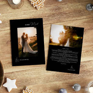 Black Simple Modern Merry Married Portrait Holiday Card
