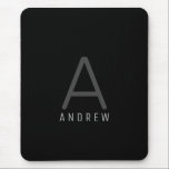 Black Simple Modern Monogrammed Mouse Pad<br><div class="desc">Simple black,  white,  and grey monogrammed personalised name and initial on a mous epad perfect for work,  school,  or a minimalist and masculine inspired home office.</div>