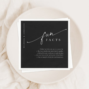 Black Simple Modern Script Fun Facts Wedding Napkin