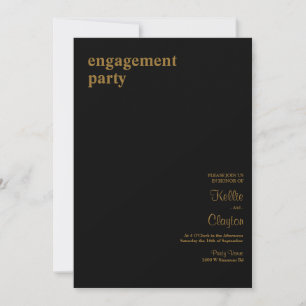 Black Simple Modern Type Engagement Party  Invitation