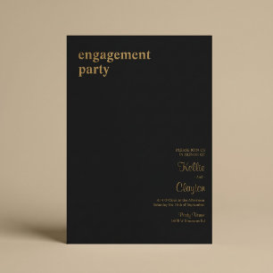 Black Simple Modern Type Engagement Party  Invitation