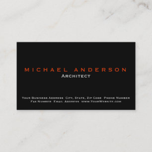 Black Simple Plain Architect Business Card