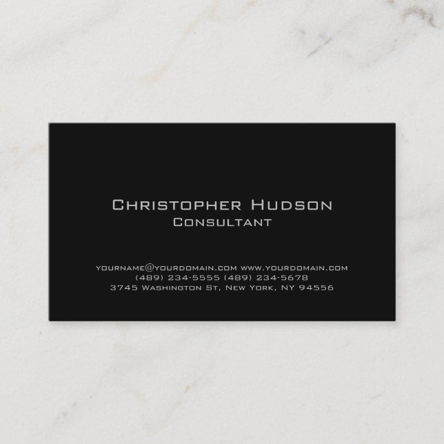 Black Simple Plain Contemporary Business Card (Front)