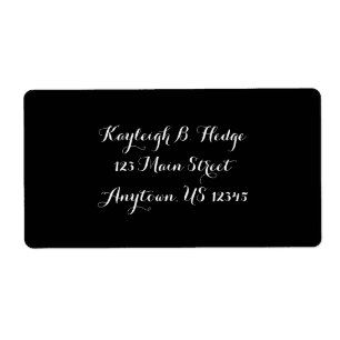 Black Simple Plain Cursive Shipping Labels