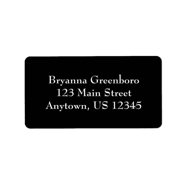 Black Simple Plain Return Address Labels (Front)