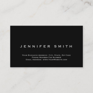Black Simple Plain Standard Size Business Card