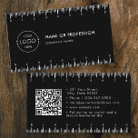 Black Simple Ruler Company Logo QR Code Business Card<br><div class="desc">A simple black business card ideal for companies or small businesses who wish a minimal business card template with simple contact details. Customise the business logo,  name of company and profession and contacts as well as the QR Code. A minimalistic "ruler look" business card perfect for first impressions.</div>