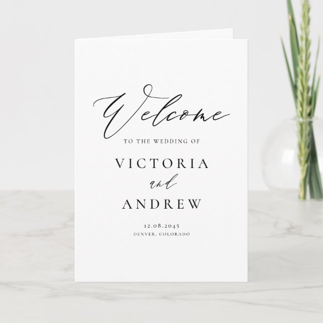 Black Simple Script Formal Wedding Programme (Front)