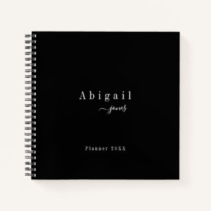Black Simple Script Modern Luxury Professional Notebook