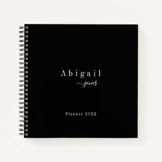Black Simple Script Modern Luxury Professional Notebook
