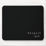Black Simple Script Name Modern personalised Mouse Pad<br><div class="desc">Modern chic minimalist script name design on colour editable black background,  simple and elegant,  great custom your own personalised mouse pad. 
Customise it with the background colour of your choice.</div>