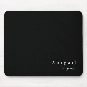 Black Simple Script Name Modern personalised Mouse Pad