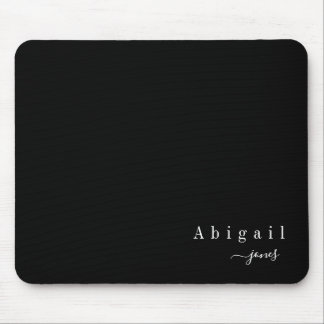 Black Simple Script Name Modern personalised Mouse Pad