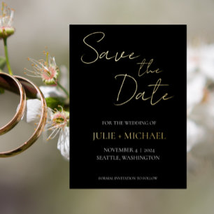 Black Simple Simple Wedding Save the Date