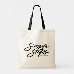 Black Simple Steps Quote Modern Calligraphy Tote Bag