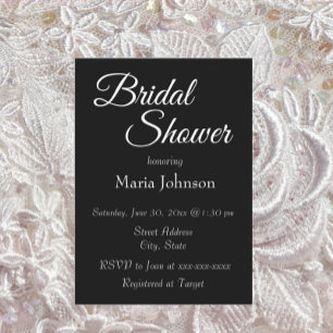 Black Simple Style Bridal Shower Invitation