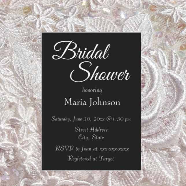 Black Simple Style Bridal Shower Invitation (In Situ Wedding)