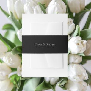 Black Simple Stylised Name Wedding Invitation Belly Band