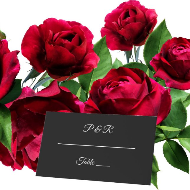 Black Simple Stylised Script Wedding Place Card (In Situ Wedding)