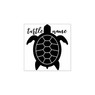Black simple Turtle Rubber Stamp