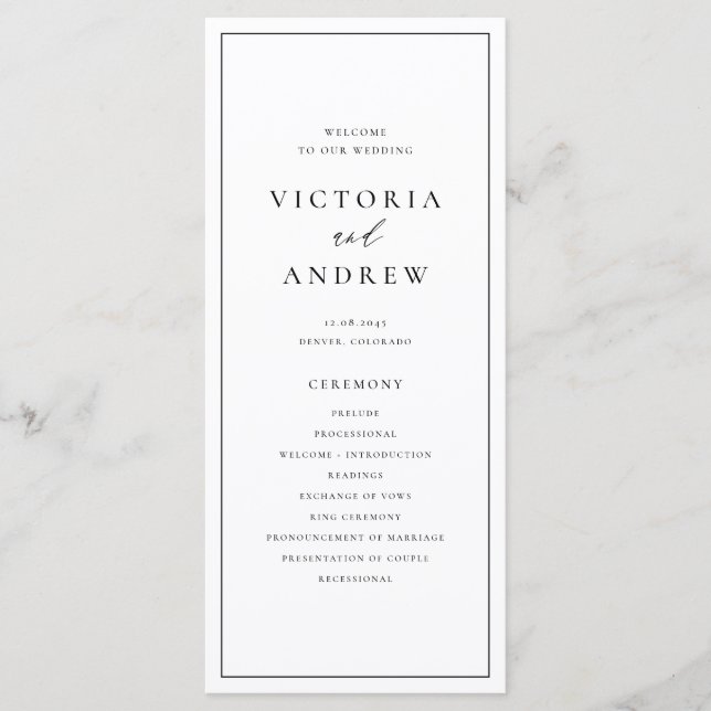 Black Simple Typography Formal Wedding Programme (Front)