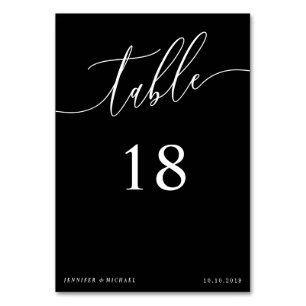 Black Simple Wedding Calligraphy Seating Place Table Number