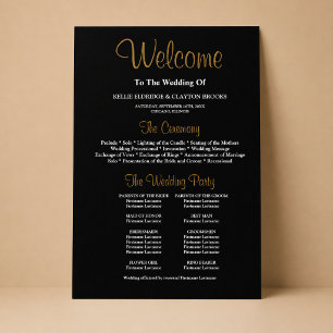 Black Simple Wedding Ceremony Program Sign
