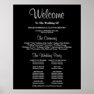 Black Simple Wedding Ceremony Program Sign