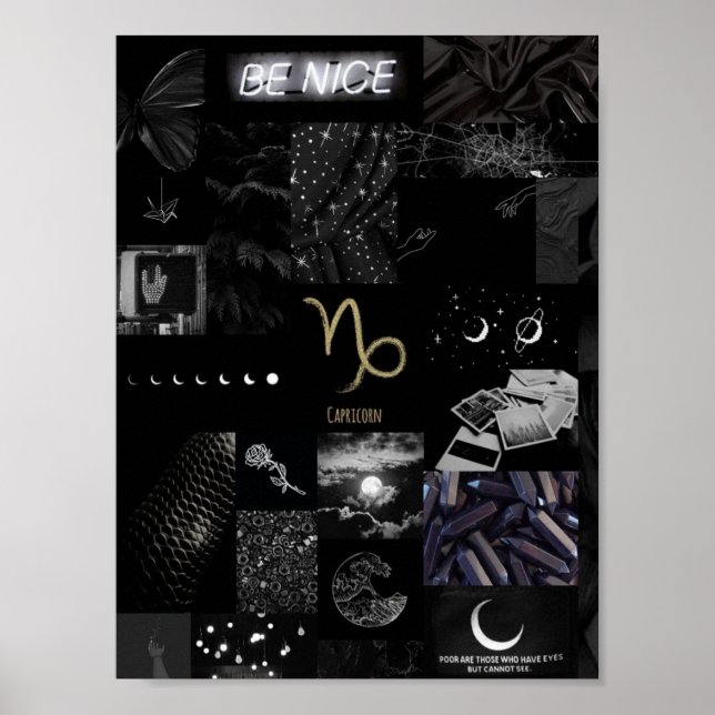 black, simplistic capricorn art poster (Front)