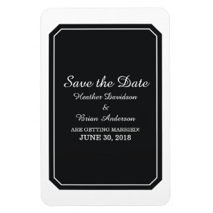 Black Simply Elegant Save the Date Magnet