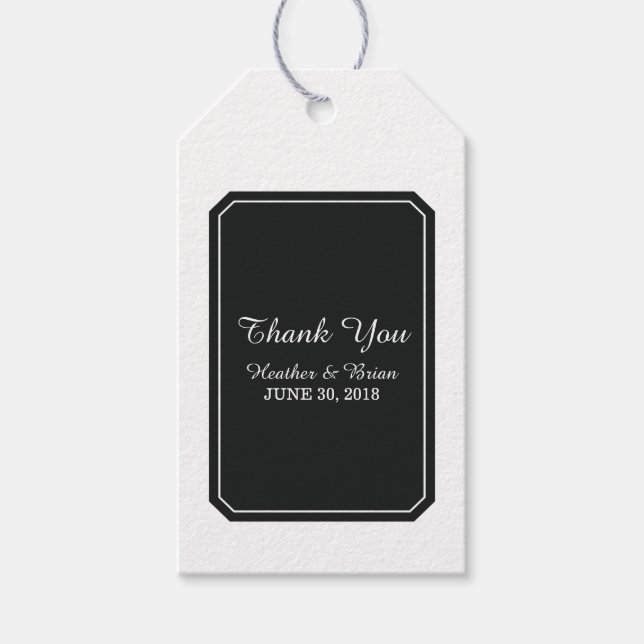 Black Simply Elegant Wedding Gift Tags (Front)