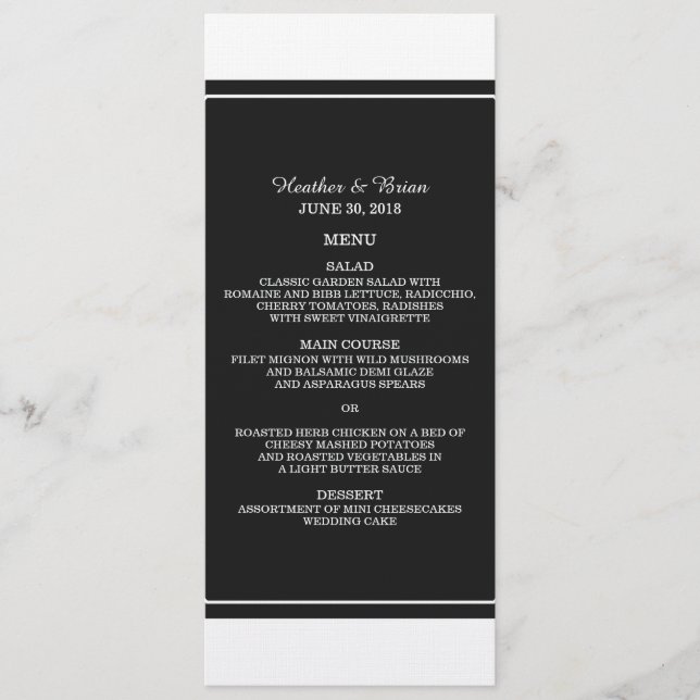 Black Simply Elegant Wedding Menu (Front)