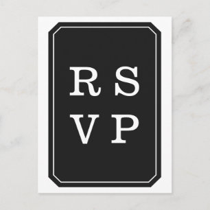Black Simply Elegant Wedding RSVP Postcard